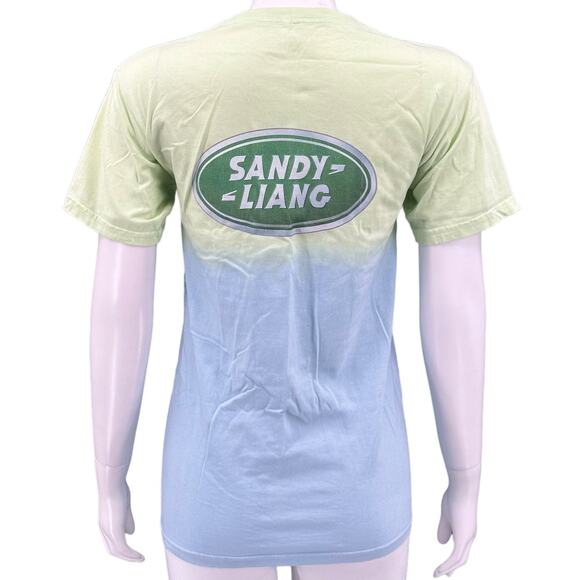 Sandy Liang Top Womens XS Green Blue Dippy Tee Tie Dye Retro‎ Style Logo Cotton - Picture 7 of 9